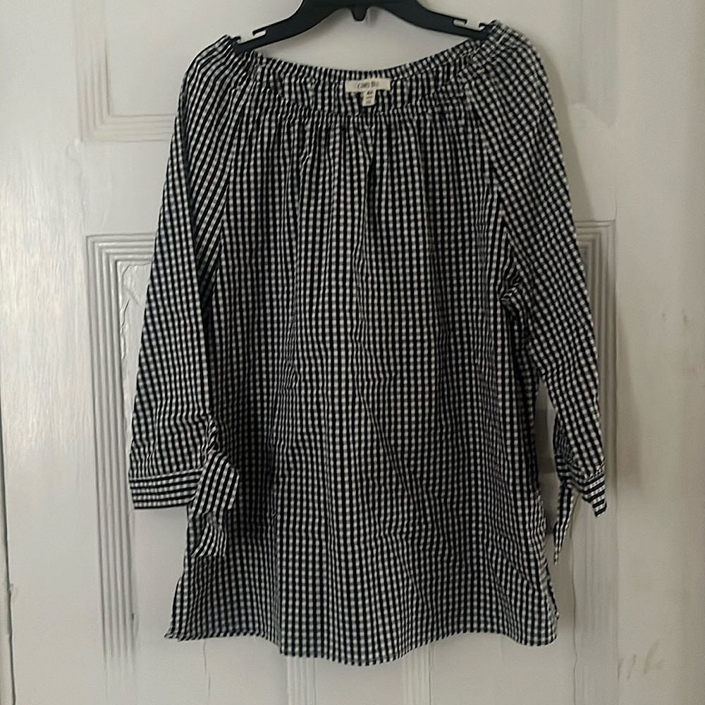 By ComoBlu, long sleeve black and white checkered shirt
